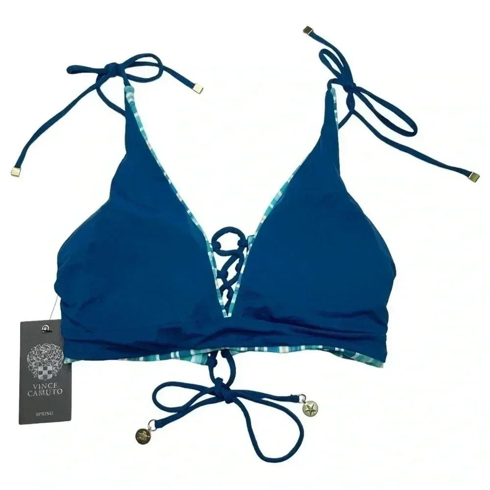 Vince Camuto Swim Azure Reversible Womens Bikini Swim Top Size Small - Picture 6 of 10